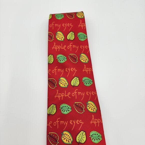 JC de Castelbajac Apple of My Eyes Neck Tie Silk Red Italy Designer Novelty Geek - Picture 2 of 8
